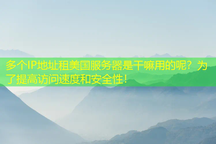 多个IP地址租美国服务器是干嘛用的呢？为了提高访问速度和安全性！
